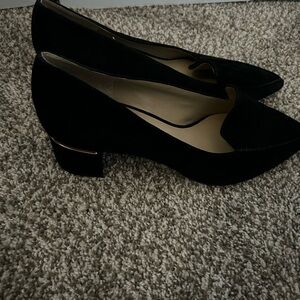 Black Enzo Angiolini gold lined wedge heels
